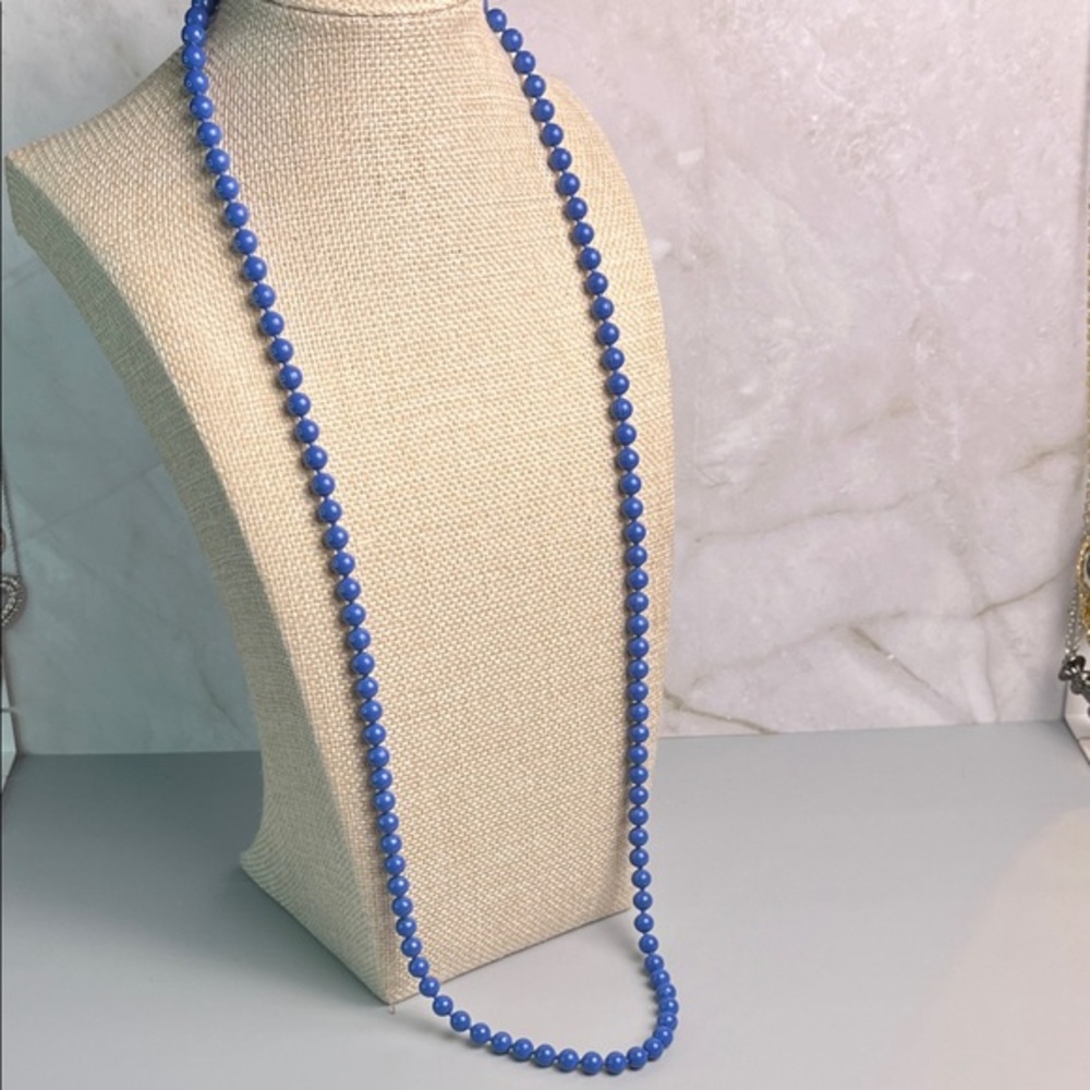 Vintage Ooops a Daisy Blue Enamel over Gold Tone Metal 24" Necklace